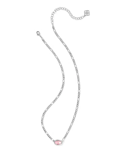 Kendra Scott Women's Elisa Figaro Chain Short Pendant Necklace In Silver Pink Iridescent Mother Of Pearl In Metallic