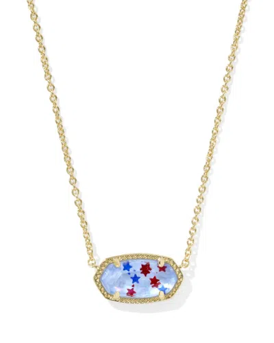 Kendra Scott Women's Elisa Gold Short Pendant Necklace In Red White And Blue Illusion In Multi