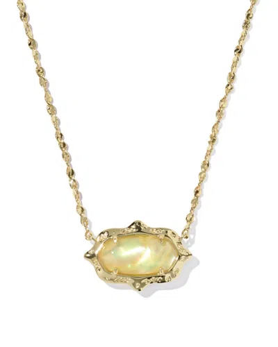 Kendra Scott Women's Elisa Scallop Frame Short Pendant Necklace In Gold / Yellow Iridescent Abalone