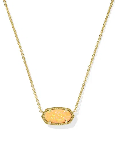 Kendra Scott Women's Elisa Short Pendant Necklace In Citrus Lab Grown Opal In Gold