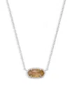 Kendra Scott Women's Elisa Short Pendant Necklace In Rhodium Orange Citrine Quartz