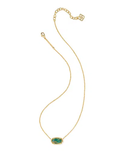 Kendra Scott Women's Elisa Short Pendant Necklace In Veined Green Malachite In Gold