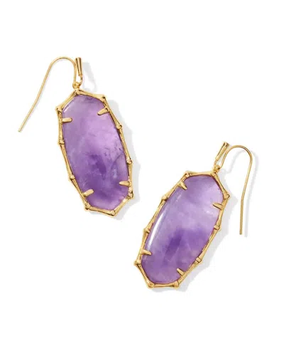 Kendra Scott Women's Elle Bamboo Frame Drop Earrings In Gold Dark Purple Amethyst In Pattern