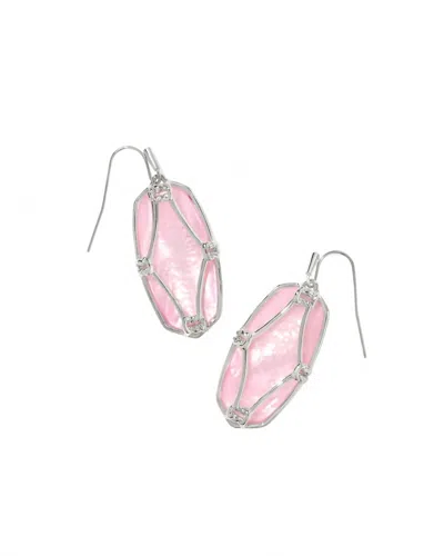 Kendra Scott Women's Elle Lattice Frame Silver Drop Earrings In Blush Ivory Mop In Pink
