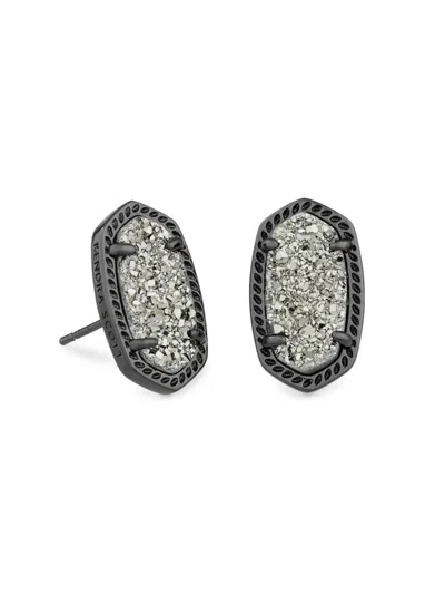 Kendra Scott Women's Ellie Gunmetal Platinum Plated & Drusy Stud Earrings In Black
