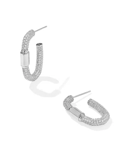 Kendra Scott Women's Emery Hoop Earrings In Silver White Crystal