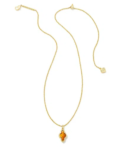 Kendra Scott Women's Framed Abbie Short Pendant Necklace In Gold Marble Amber Illusion In Multi