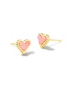 Kendra Scott Women's Framed Ari Heart Gold Stud Earrings In Gold Light Pink Drusy