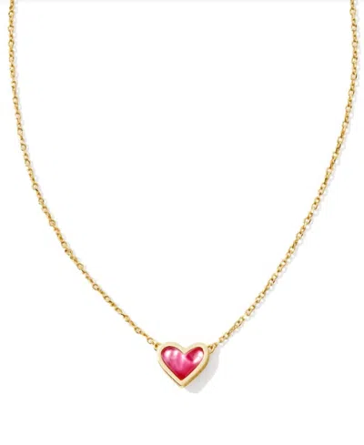 Kendra Scott Women's Framed Ari Heart Short Pendant Necklace In Gold Azalea Illusion In Pink