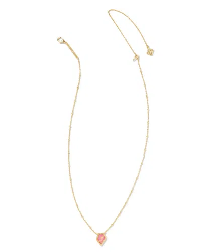 Kendra Scott Tess Station Chain Pendant Necklace In Gold/rose Pink Kyocera Opal
