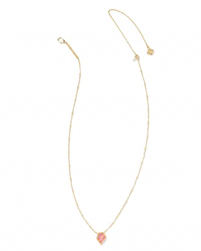 Kendra Scott Women's Framed Tess Satellite Short Pendant Necklace In Gold Luster Rose Pink Kyocera Opal