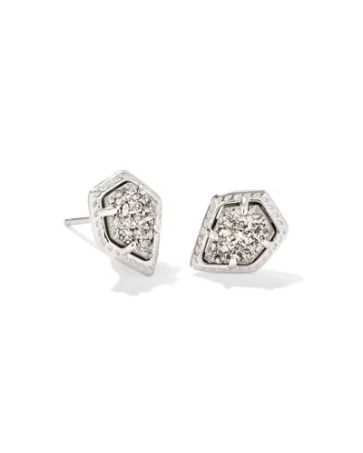Kendra Scott Women's Framed Tessa Stud Earrings In Silver Platinum Drusy In Multi