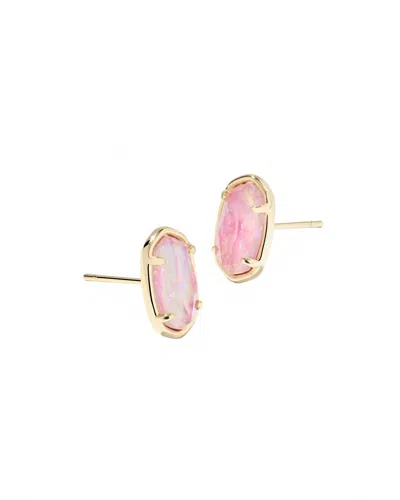 KENDRA SCOTT WOMEN'S GRAYSON STONE STUD EARRINGS IN GOLD PINK IRIDESCENT MOTHER OF PEARL