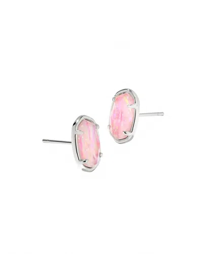 Kendra Scott Women's Grayson Stone Stud Earrings In Silver Pink Iridescent Mother Of Pearl