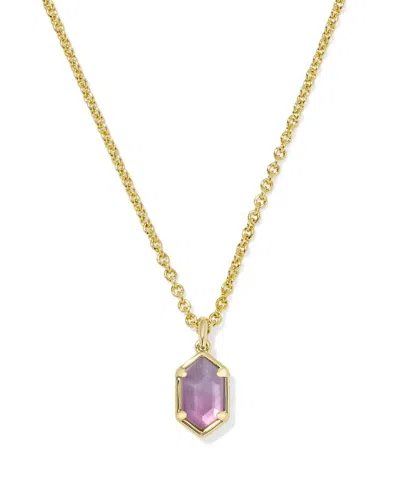 Kendra Scott Women's Hallie Short Pendant Necklace In Purple Watercolor Illusion In Gold