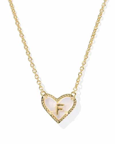Kendra Scott Women's Heart Letter F Pendant In Gold/ Ivory Mother Of Heart In Multi