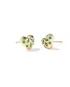 Kendra Scott Women's Holland Gold Heart Stud Earrings In Green Crystal In Multi