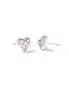 Kendra Scott Women's Holland Heart Stud Earring In White Crystal In Silver In Silver