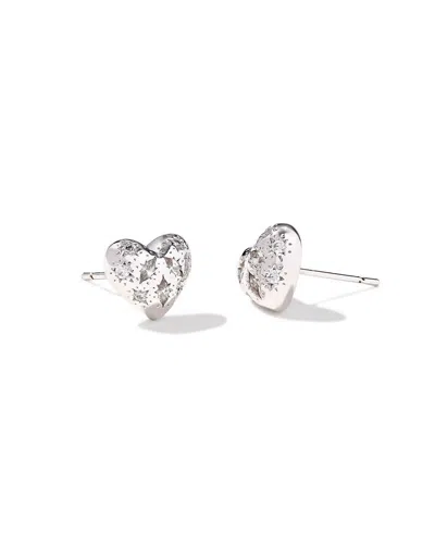 Kendra Scott Women's Holland Heart Stud Earring In White Crystal In Silver