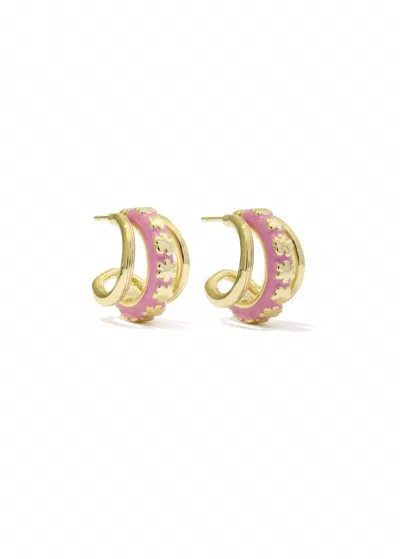 Kendra Scott Women's Jane Huggie Earrings In Gold/dark Pink Enamel