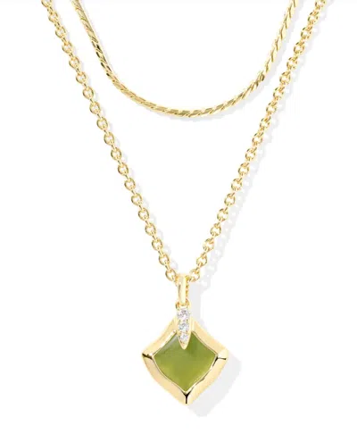 Kendra Scott Women's Joelle Multi Strand Necklace In Gold Chartreuse Green Mother Of Pearl