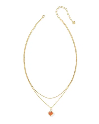 Kendra Scott Women's Joelle Multi Strand Necklace In Gold Papaya Mother Of Pearl