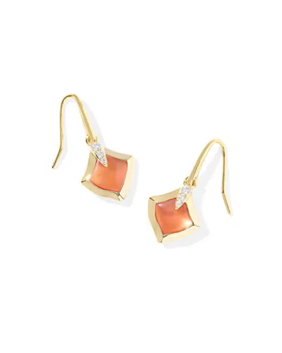 Kendra Scott Women's Joelle Small Drop Earrings In Gold Papaya Mother Of Pearl In Orange