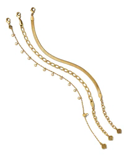 Kendra Scott Women's Kassie Set Of 3 Chain Bracelets In Vintage Gold In Multi