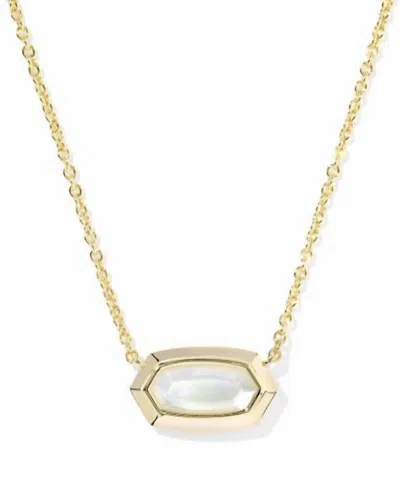 Kendra Scott Women's Lisa Bezel Short Pendant Necklace In Gold Ivory Mother Of Pearl In Silver