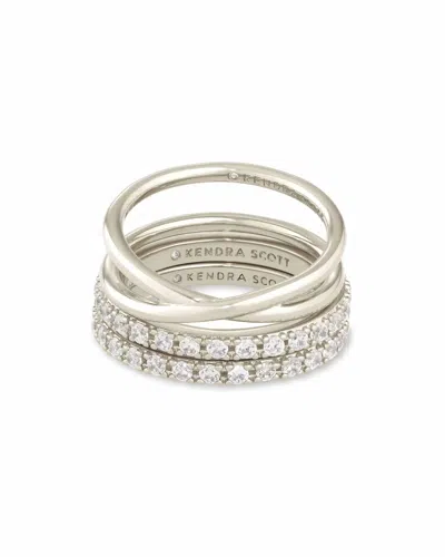 Kendra Scott Women's Livy Ring - Set Of 3 In Rhodium Metal In Metallic