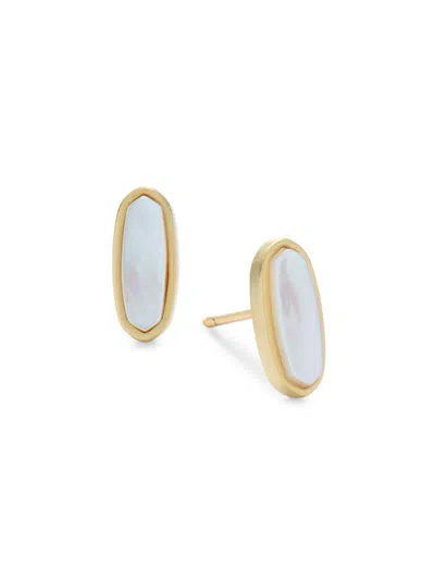 Kendra Scott Women's Mae 14k Goldplated & Mother Of Pearl Stud Earrings In Brass