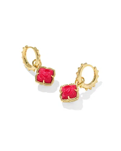 Kendra Scott Women's Mallory Rose Huggie Earrings In Gold Red Mother Of Pearl