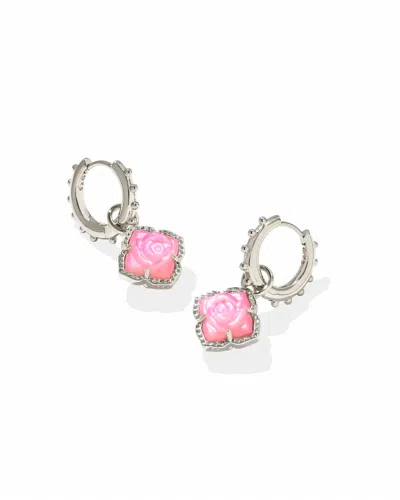 Kendra Scott Women's Mallory Rose Huggie Earrings In Silver Blush Ivory Mother Of Pearl
