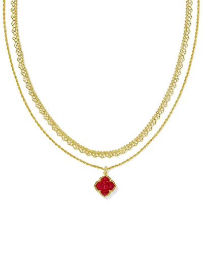 Kendra Scott Women's Mallory Rose Multi Strand Necklace In Gold Red Mother Of Pearl