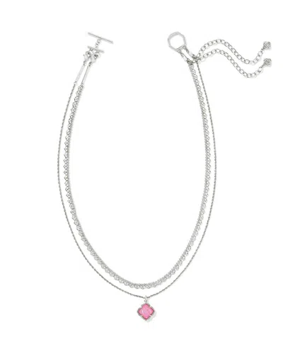 Kendra Scott Women's Mallory Rose Multi Strand Necklace In Silver Blush Ivory Mother Of Pearl In Metallic