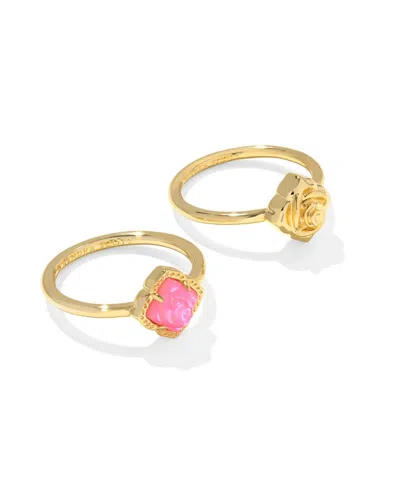 Kendra Scott Women's Mallory Rose Ring Set In Gold Blush Ivory Mother Of Pearl In Multi