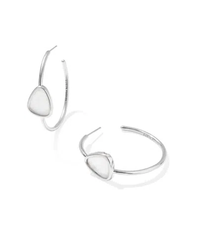 Kendra Scott Women's Margot Hoop Earrings In Vintage Silver Ivory Mother Of Pearl In Metallic