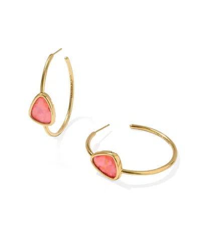 Kendra Scott Women's Margot Vintage Gold Hoop Earrings In Pink Coral Iridescent Abalone