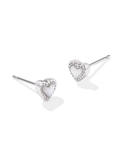 Kendra Scott Stone Heart Stud Earrings In Ivory Mother Of Pearl