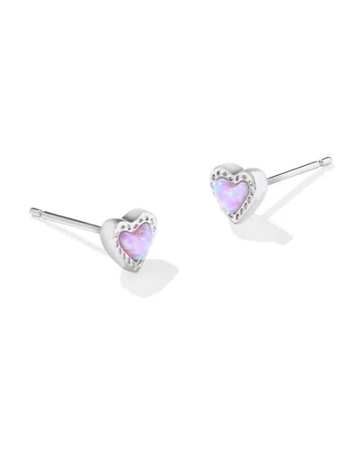 Kendra Scott Women's Mini Ari Heart Stud Earrings In Silver/bubblegum Pink