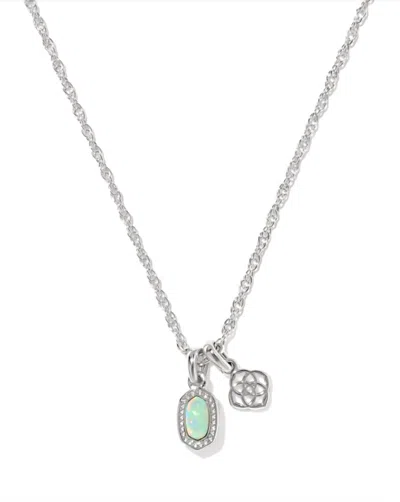 Kendra Scott Women's Mini Elisa Dira Necklace In Rhodium Green Lab Grown Opal In Silver