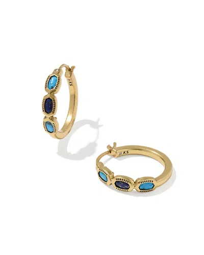 Kendra Scott Women's Mini Elisa Hoop Earrings In Blue Lapis Mix In Gold
