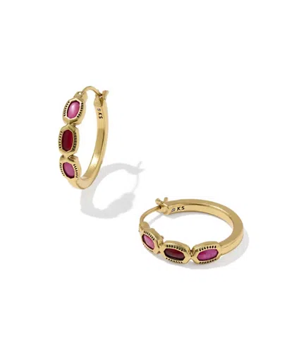Kendra Scott Women's Mini Elisa Hoop Earrings In Dark Fuchsia Variegated Magnesite Mix In Gold
