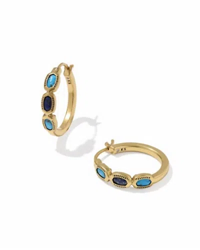 Kendra Scott Women's Mini Elisa Hoop Earrings In Blue Lapis Mix In Gold