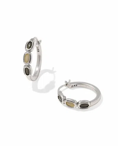 Kendra Scott Women's Mini Elisa Hoop Earrings In Vintage Silver Black Mix