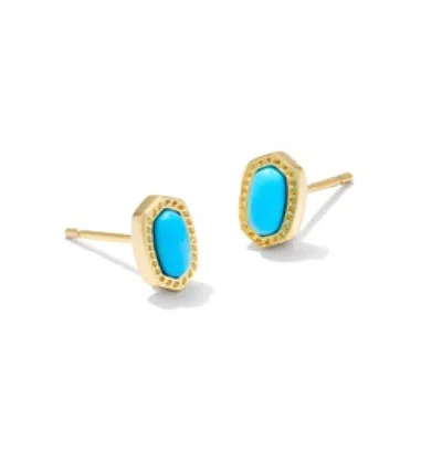 Kendra Scott 14k Gold-plated Oval Stone Stud Earrings In Blue