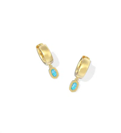 Kendra Scott Women's Mini Ellie Wide Huggie Earrings In Gold Blue Opal