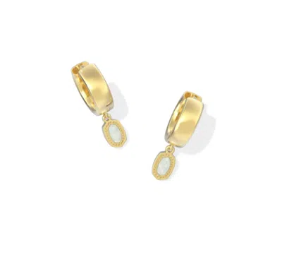 Kendra Scott Women's Mini Ellie Wide Huggie Earrings In Gold White Opal