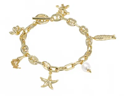 Kendra Scott Women's Parker Charm Bracelet In Gold Freshwater Cultured Pearl In Multi