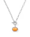 Kendra Scott Orange Mother Of Pearl Pumpkin Pendant Necklace, 17 In Silver